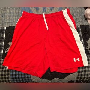 LG Men's Red and White Athletic Shorts